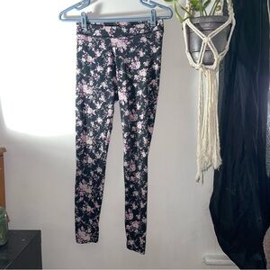 Victoria's Secret Black and Purple Floral Leggings